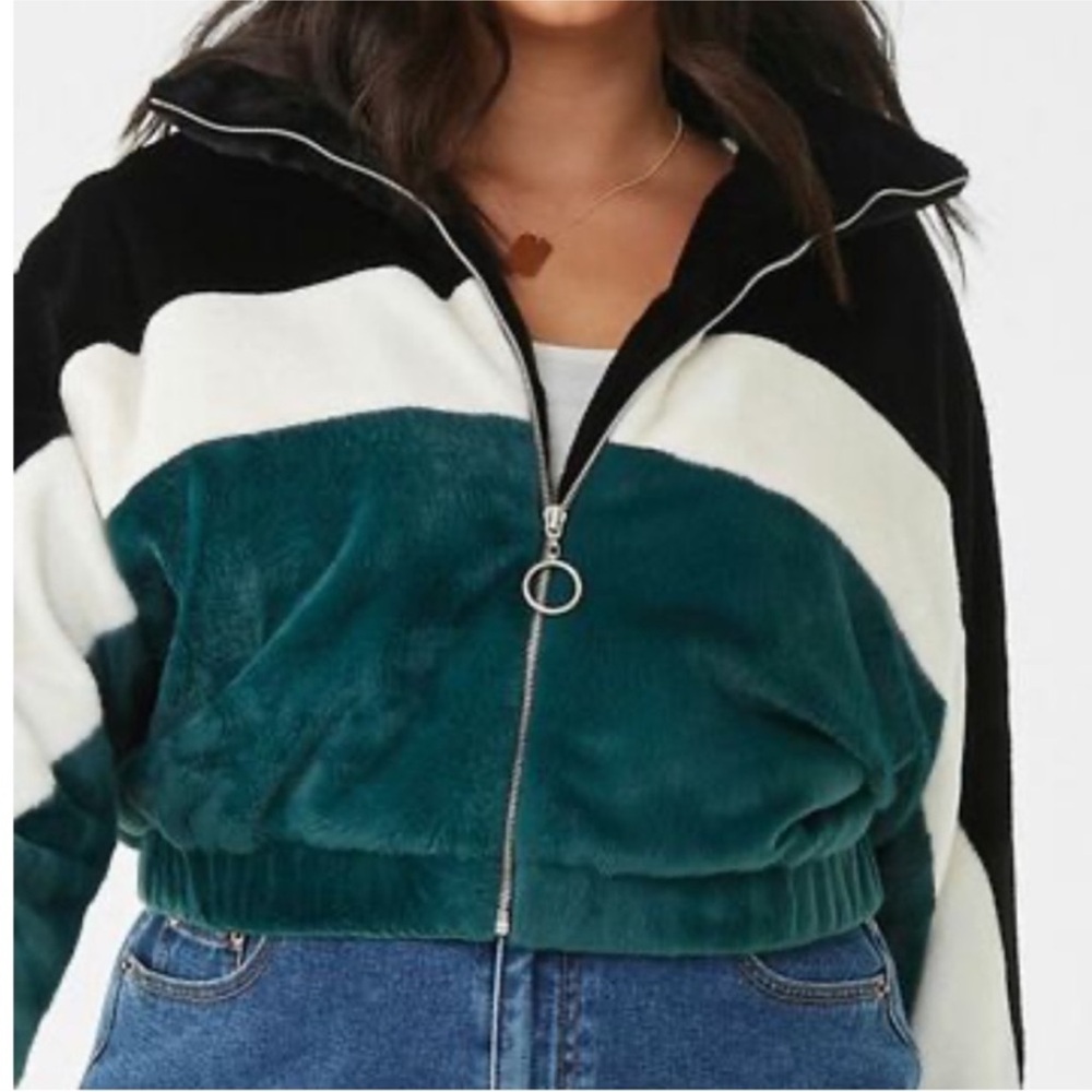 NWT New Forever 21+ Plus Size Faux Fur Jacket 1X